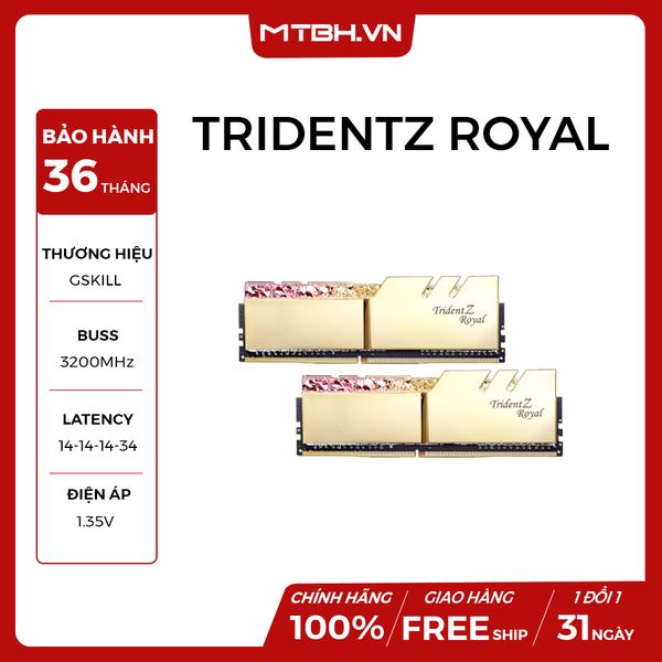 RAM DDR4 16GB GSKILL TRIDENTZ ROYAL GOLD RGB BUSS 3200Mhz (KIT 2*8GB) NEW