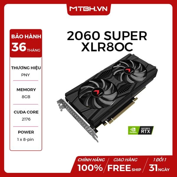 VGA PNY RTX 2060 SUPER 8GB GDDR6 XLR8OC DUAL NEW CHÍNH HÃNG