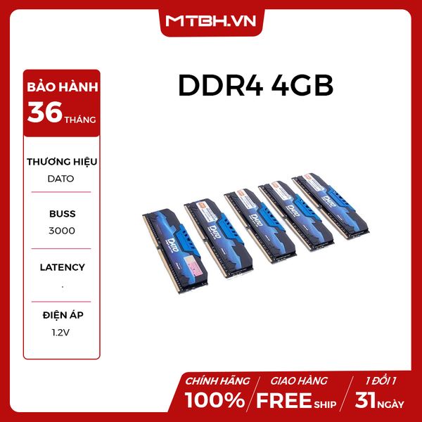 RAM DDR4 4GB DATO BUSS 3000MHz TẢN NHIỆT THÉP NEW BH 36TH