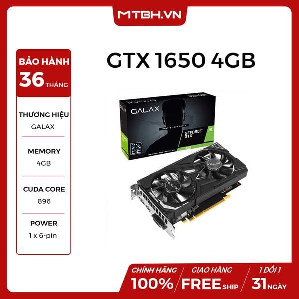 VGA GALAX GTX 1650 4GB GDDR5 1-Click OC (65SQH8DS08EX) NEW