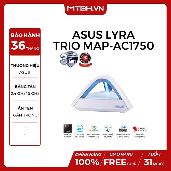 BỘ PHÁT WIFI LYRA TRIO MAP-AC1750 (1PK) (MESH WI-FI), Chuẩn AC1750 AiMesh 360 WIFI Mesh, 2 băng tần
