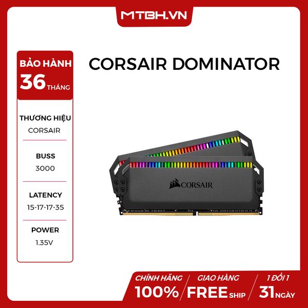 RAM DDR4 32GB CORSAIR 3000Mhz DOMINATOR PLATINUM RGB (KIT 2*16GB)