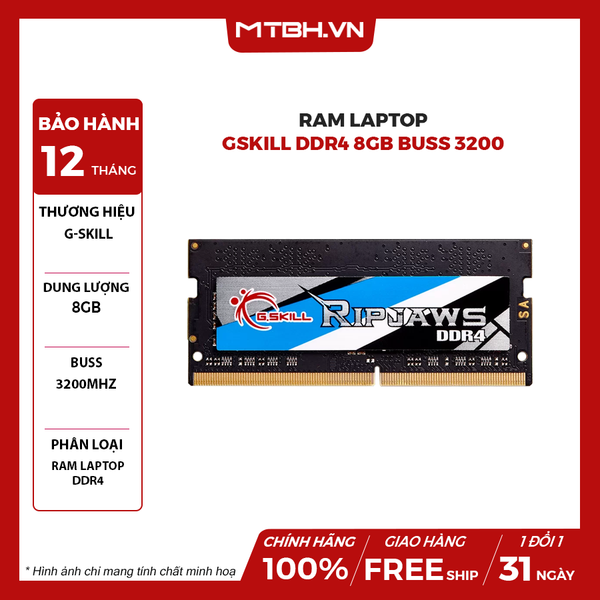 RAM LAPTOP GSKILL DDR4 8GB BUS 3200MHZ
