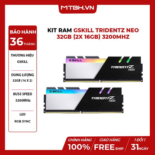 RAM DDR4 32GB GSKILL TRIDENTZ NEO RGB (2X16GB) 3600MHz