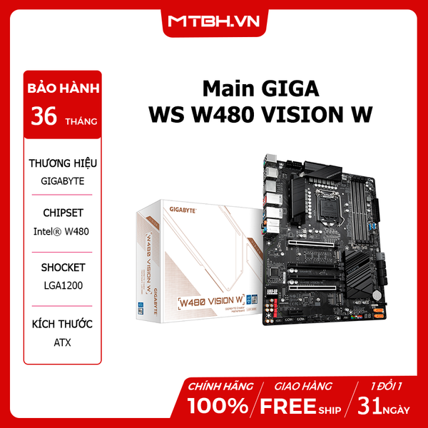 Main Giga WS W480 VISION W (W480, socket 1200, ATX, 4 khe RAM DDR4)