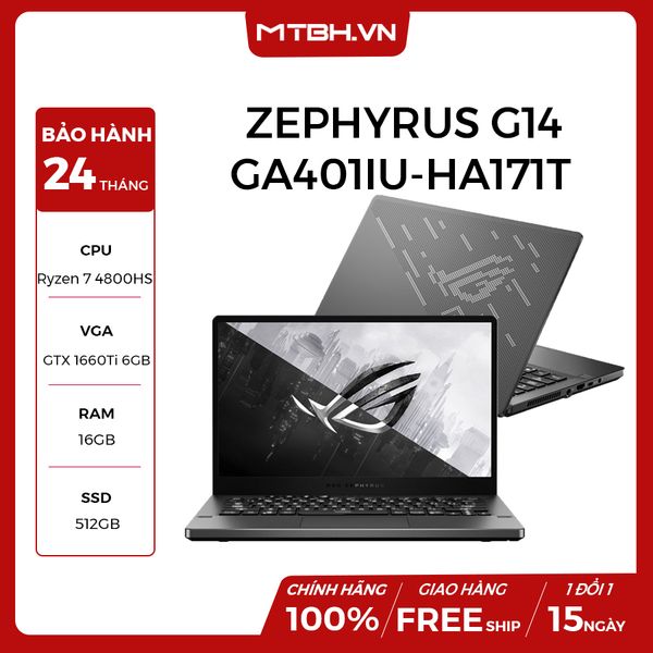 LAPTOP ASUS ROG ZEPHYRUS G14 GA401IU-HA171T GTX 1660TI 6GB RYZEN 7-4800HS 16GB 512GB 14″ 2K IPS ECLIPSE GRAY ANIME WIN 10 SPC