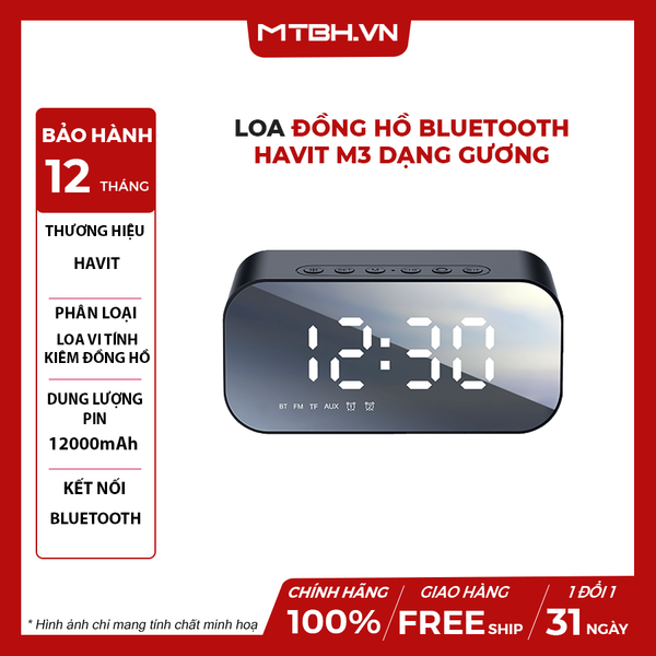 LOA BLUETOOTH HAVIT M3 DẠNG GƯƠNG - KIÊM ĐỒNG HỒ | CÓ BÁO THỨC | THẺ NHỚ | FM