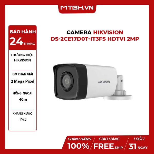 Camera Thân Trụ HIKVISION DS-2CE17D0T-IT3FS HDTVI 2MP