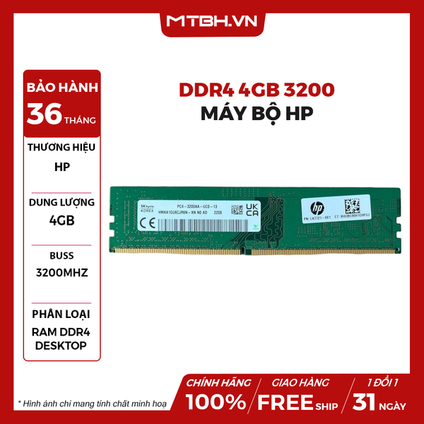 Ram DDR4 4GB 3200 MÁY BỘ HP