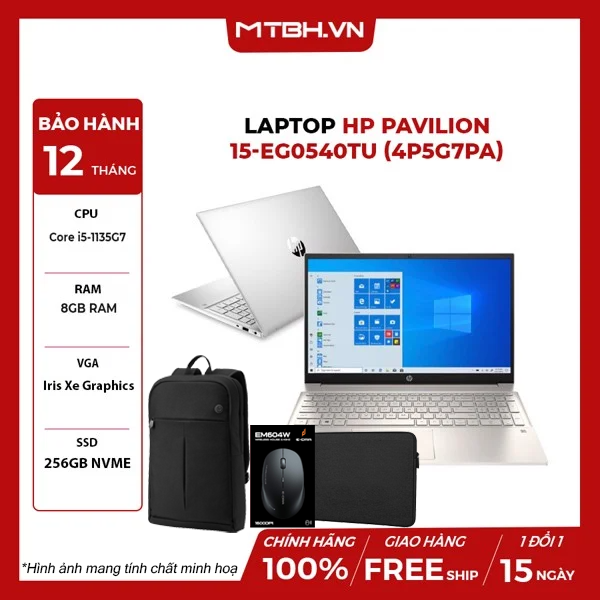 LAPTOP HP PAVILION 15-eg0540TU (4P5G7PA) CORE I5-1135G7 | 8GB RAM | 256GB SSD | 15.6