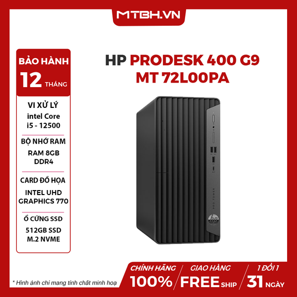 PC HP Prodesk 400 G9 MT 72L00PA (i5-12500(6*3.0)/8GD4/512GSSD/WL/BT/KB/M/W11SL/ĐEN)