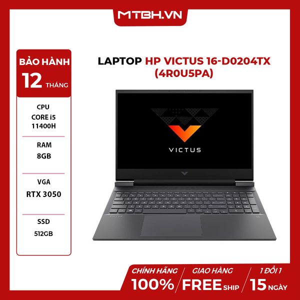 LAPTOP HP VICTUS 16-D0204TX (4R0U5PA) CORE i5-11400H | RTX 3050 4GB | 8GB RAM | 512GB SSD | 16.1