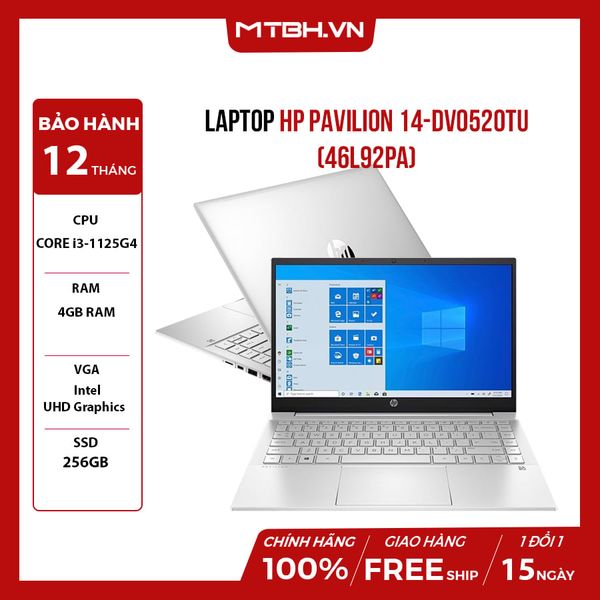 LAPTOP HP PAVILION 14-dv0520TU (46L92PA) CORE i3-1125G4 | 4GB RAM | 256GB SSD | 14