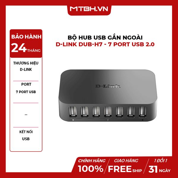 BỘ HUB USB GẮN NGOÀI D-LINK DUB-H7 - 7 PORT USB 2.0