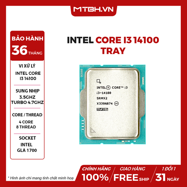 CPU Intel Core I3 14100 (Raptor Lake Refresh, LGA 1700) TRAY GEN 14