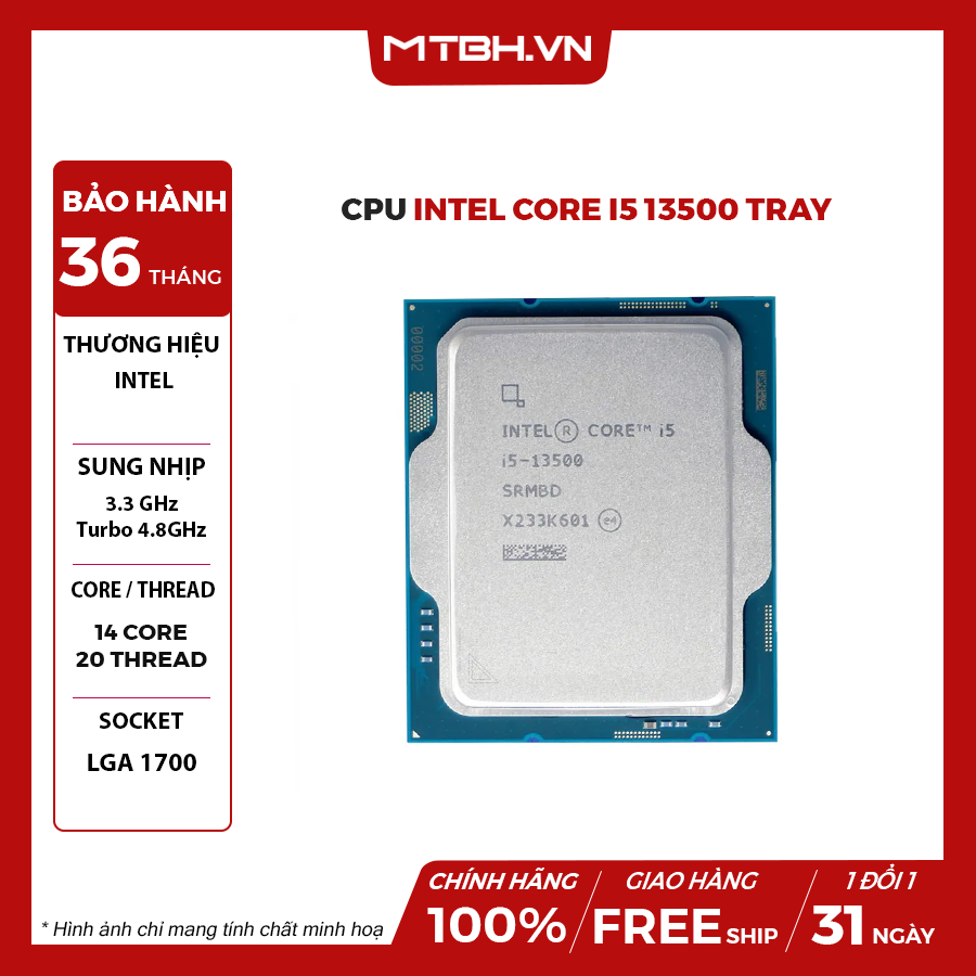 完動品Intel Core i5-13500 CPU LGA 1700 Intel Core i5-13500 2.5 GHz 14-Core LGA 1700 BX8071513500 B&H
