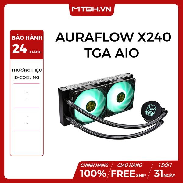 TẢN NHIỆT NƯỚC ID-COOLING AURAFLOW X 240 TGA ( ASUS TUF Certified, RGB SYNC, Pump 2100RPM, 240mm Radiator, PWM Fans*2, Intel&AMD )