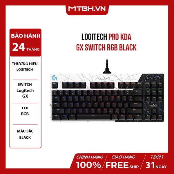 Bàn Phím Cơ Logitech Pro KDA GX Switch RGB Black