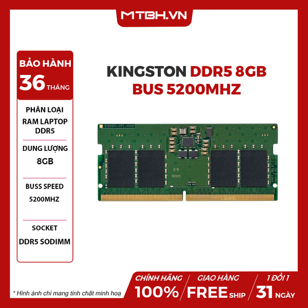 RAM LAPTOP KINGSTON DDR5 8GB BUS 5200MHz