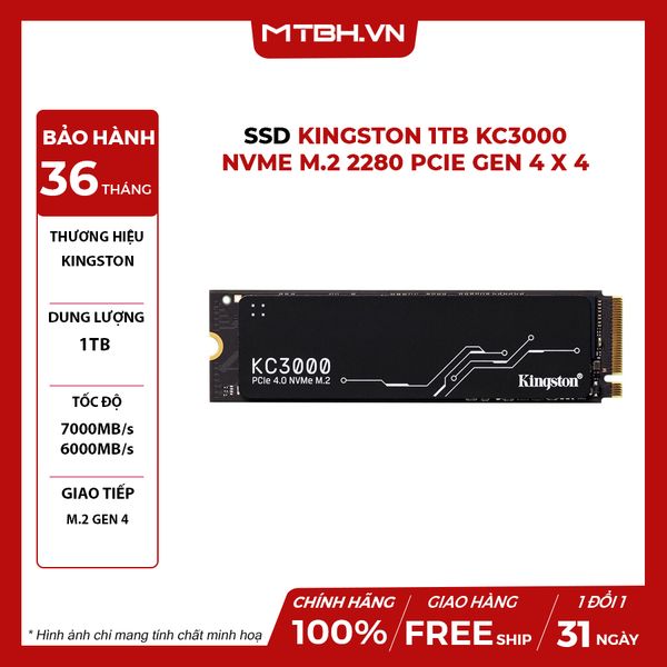 SSD Kingston 1TB KC3000 NVMe M.2 2280 PCIe Gen 4 x 4
