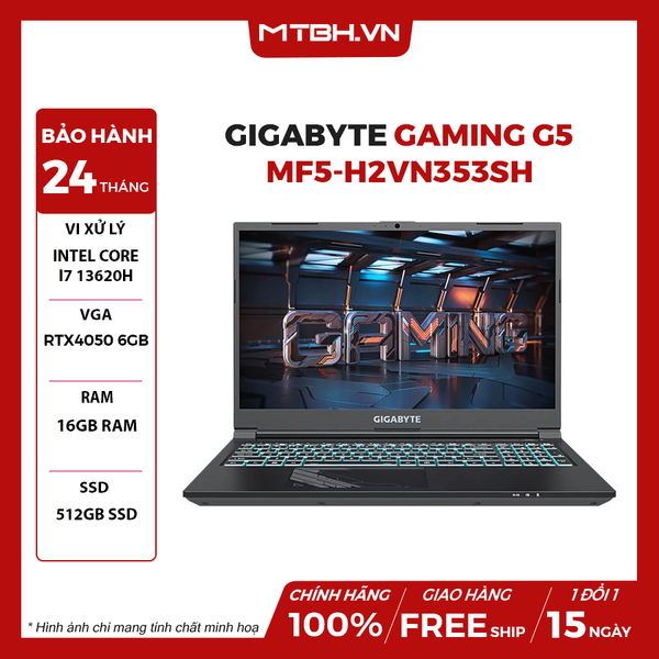 LAPTOP GAMING GIGABYTE G5 MF5-H2VN353SH CORE I7 13620H | RTX4050 6GB | 16GB RAM | 512GB SSD | 15.6