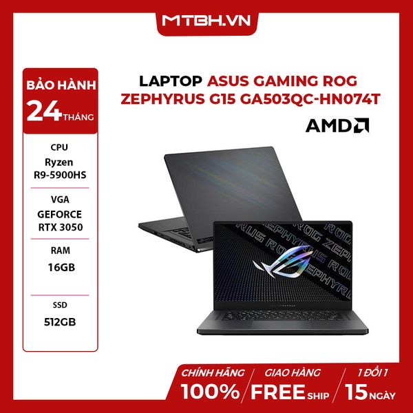 LAPTOP ASUS GAMING ROG ZEPHYRUS G15 GA503QC-HN074T RYZEN 9-5900HS | GEFORCE RTX 3050 | 16GB RAM | 512GB SSD | 15.6