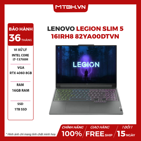 LAPTOP LENOVO LEGION SLIM 5 16IRH8 82YA00DTVN CORE i7-13700H | RTX 4060 8GB | 16GB RAM | 1TB SSD | 16