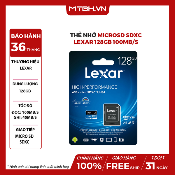 THẺ NHỚ MICROSD SDXC LEXAR 128GB 100MB/s