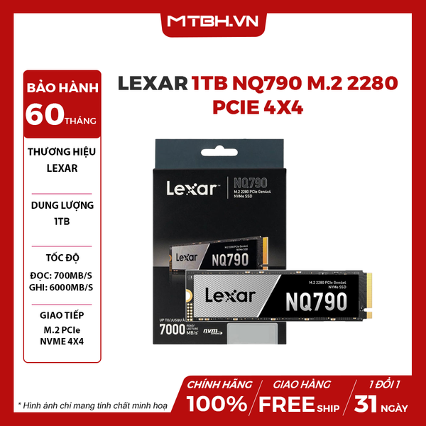 SSD LEXAR 1TB NQ790 M.2 2280 PCIE 4X4 (ĐỌC 7000MB/S - GHI 6000MB/S)