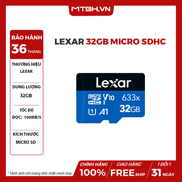 THẺ NHỚ LEXAR 32GB MICROSDHC LMS0633032G-BNNNG