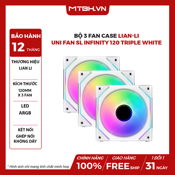 Bộ 3 Fan Case LIAN LI UNI Fan SL INFINITY 120 Triple WHITE
