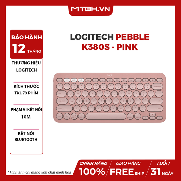 Bàn phím Bluetooth Logitech Pebble K380S - Pink