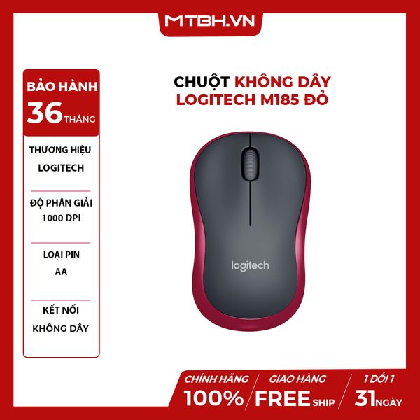 CHUỘT KHÔNG DÂY LOGITECH M185 ĐỎ