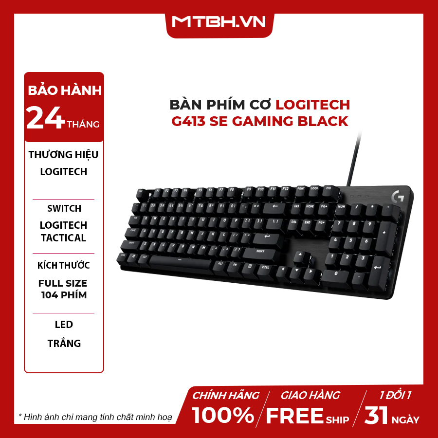 BÀN PHÍM CƠ LOGITECH G413 SE GAMING BLACK – Máy Tính Biên Hòa