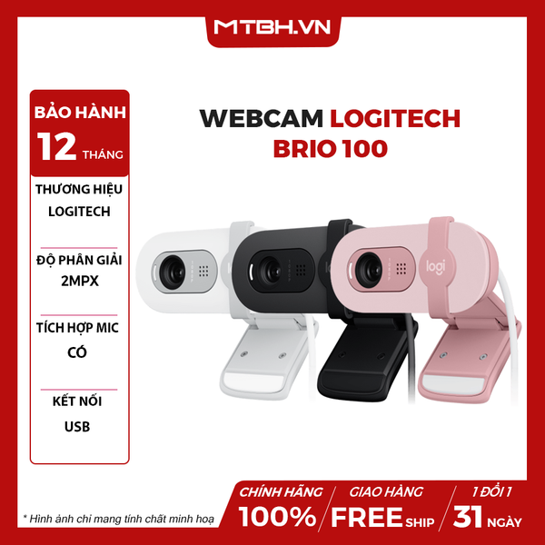 WEBCAM LOGITECH BRIO 100 Full HD 1080p - PINK