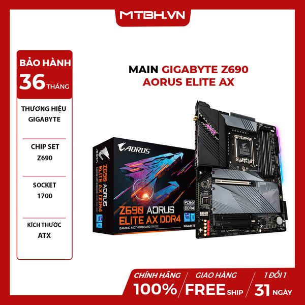 Main Gigabyte Z690 AORUS ELITE AX (Intel Z690, Socket 1700, ATX, 4 khe Ram DDR4)