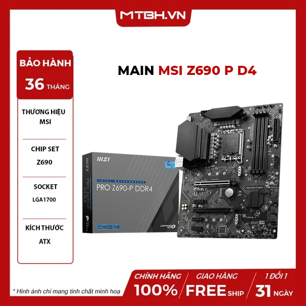 MAIN MSI Z690 PRO P D4 (Intel Z690, Socket 1700, ATX, 4 khe RAM DDR4)