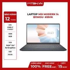 LAPTOP MSI MODERN 14 B11MOU- 618VN CORE i7-1195G7 | 8GB RAM | 512GB SSD | Win10