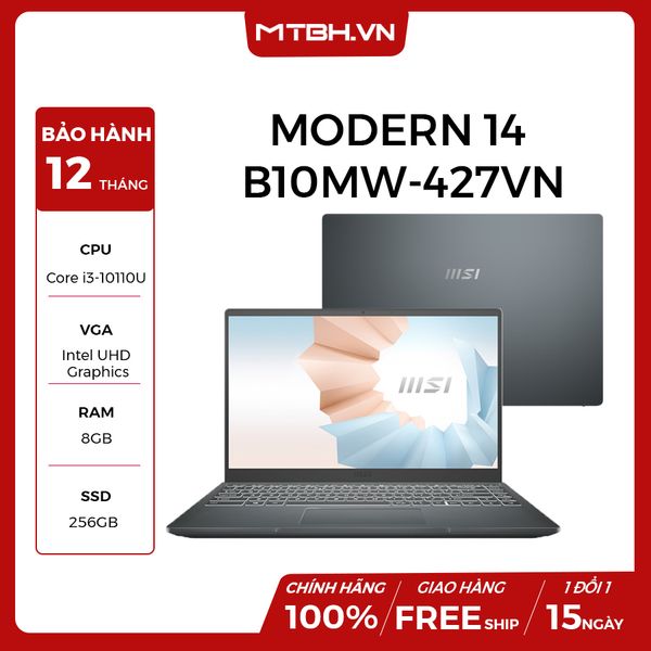 LAPTOP MSI MODERN 14 B10MW-427VN I3-10110U | 8GB RAM | 256GB SSD | Intel UHD Graphics | 14