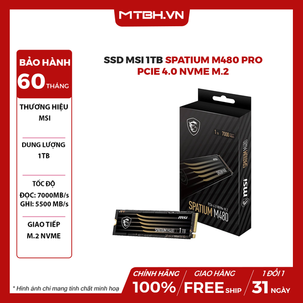 SSD MSI 1TB SPATIUM M480 PRO PCIe 4.0 NVME M.2