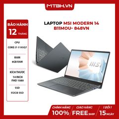 LAPTOP MSI MODERN 14 B11MOU- 848VN CORE i7-1195G7 | 8GB RAM | 512GB SSD | 14