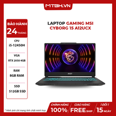 LAPTOP GAMING MSI CYBORG 15 A12UCX - 281VN CORE i5-12450H | RTX 2050 4GB | 8GB RAM | 512GB SSD | 15.6” FHD 144Hz IPS | Win 11