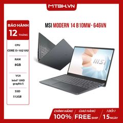 LAPTOP MSI MODERN 14 B10MW- 646VN CORE I5-10210U | 8GB RAM | 512GB SSD | 14