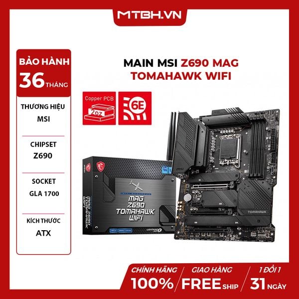 MAIN MSI Z690 MAG TOMAHAWK WIFI (INTEL Z690, SOCKET 1700, ATX, 4 KHE RAM DDR4)