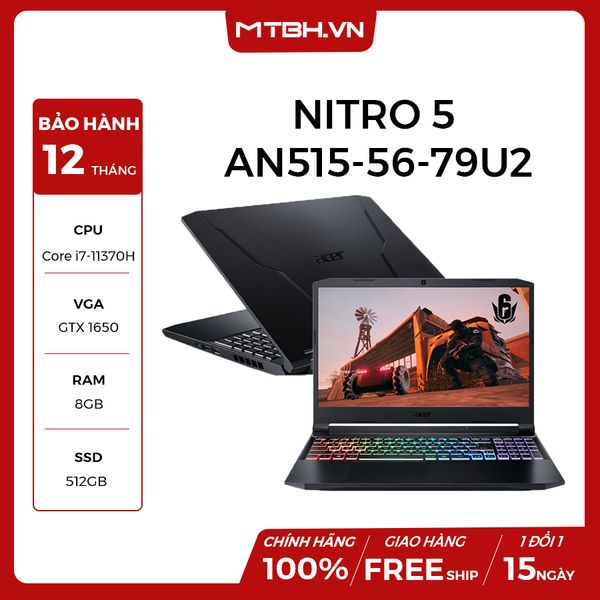 LAPTOP GAMING ACER NITRO 5 AN515-56-79U2 (NH.QBZSV.001) CORE i7 11370H | 8GB RAM | 512GB SSD | GTX1650 4G | 15.6