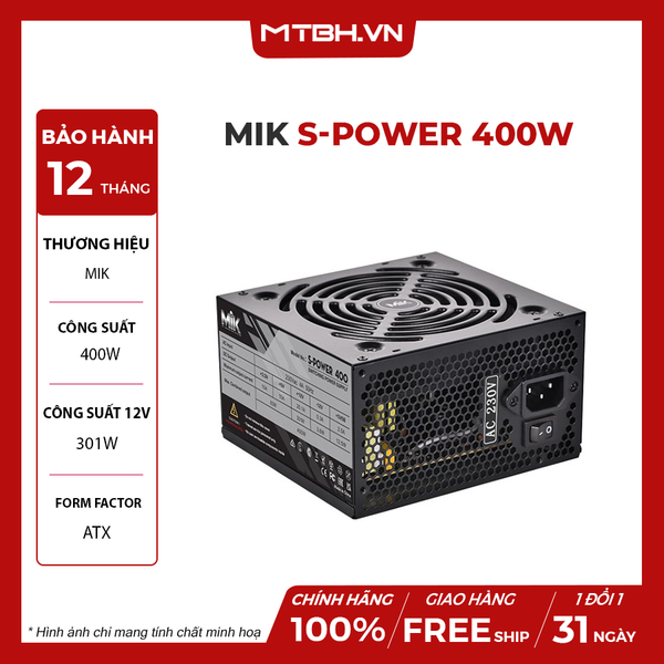 Nguồn MIK S-POWER 400W BH 12 THÁNG