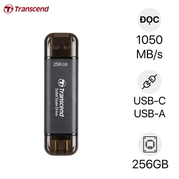 Ổ cứng di động SSD 256GB Transcend ESD310 1050MB/s TS256GESD310C - Black | Type C/A