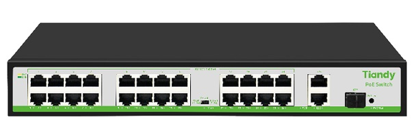 Switch TIANDY TC-P3S027 24 Port PoE 10/100M + 1 Port SFP Gigabit (H/2421/AT/260)