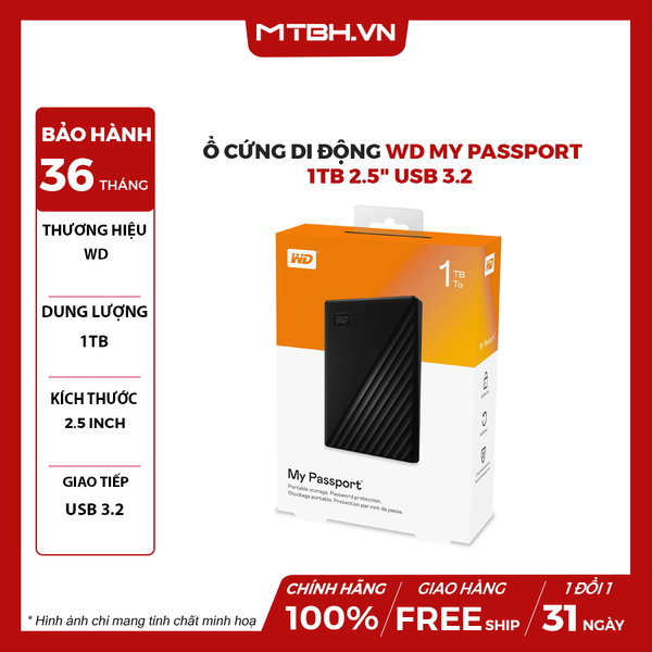 Ổ cứng di động HDD WD My Passport 1TB 2.5