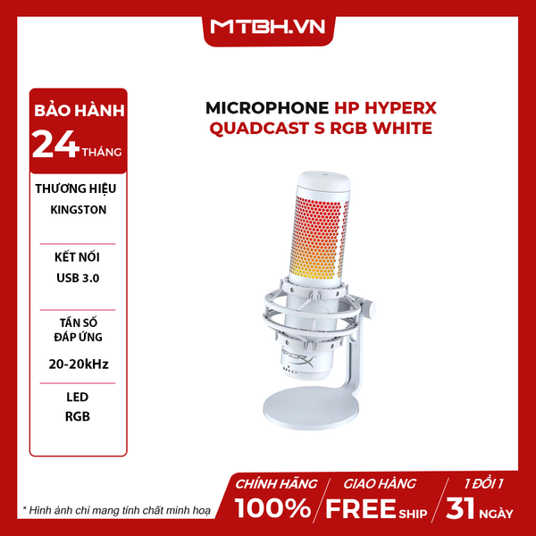MICROPHONE HP HYPERX QUADCAST S RGB WHITE